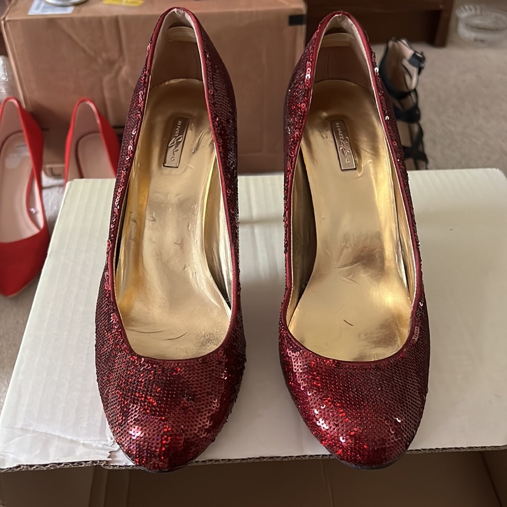 Ruby Red Sequin Heels - image 8